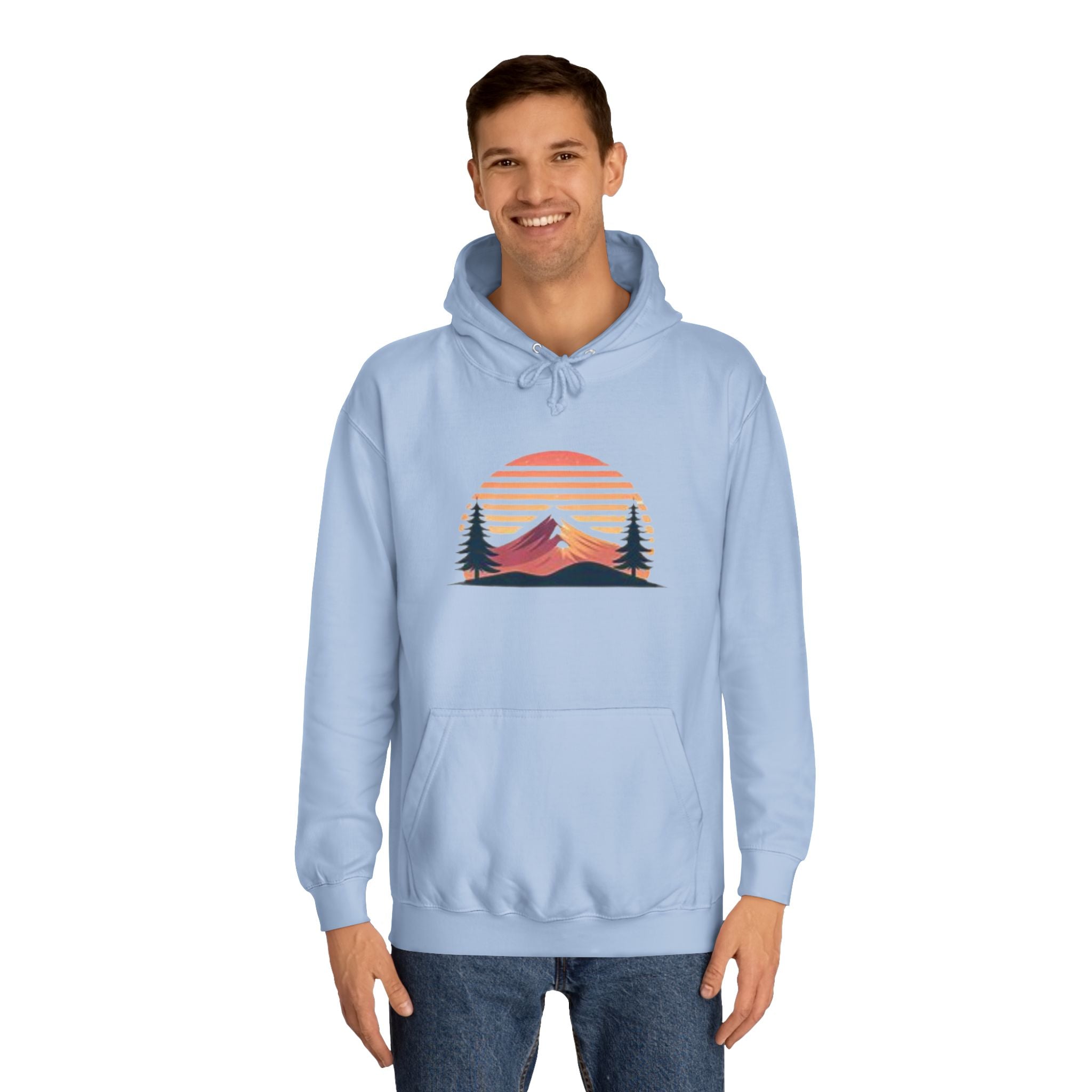 Vintage Mountain Sunset Unisex College Hoodie