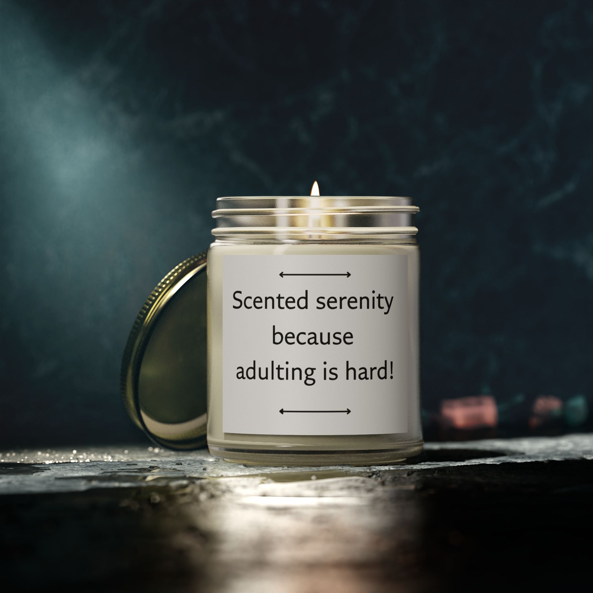 "Scented serenity because adulting is hard" candle (4oz, 9oz)