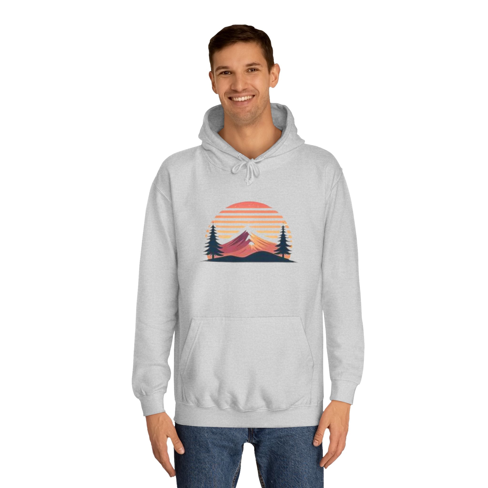 Vintage Mountain Sunset Unisex College Hoodie