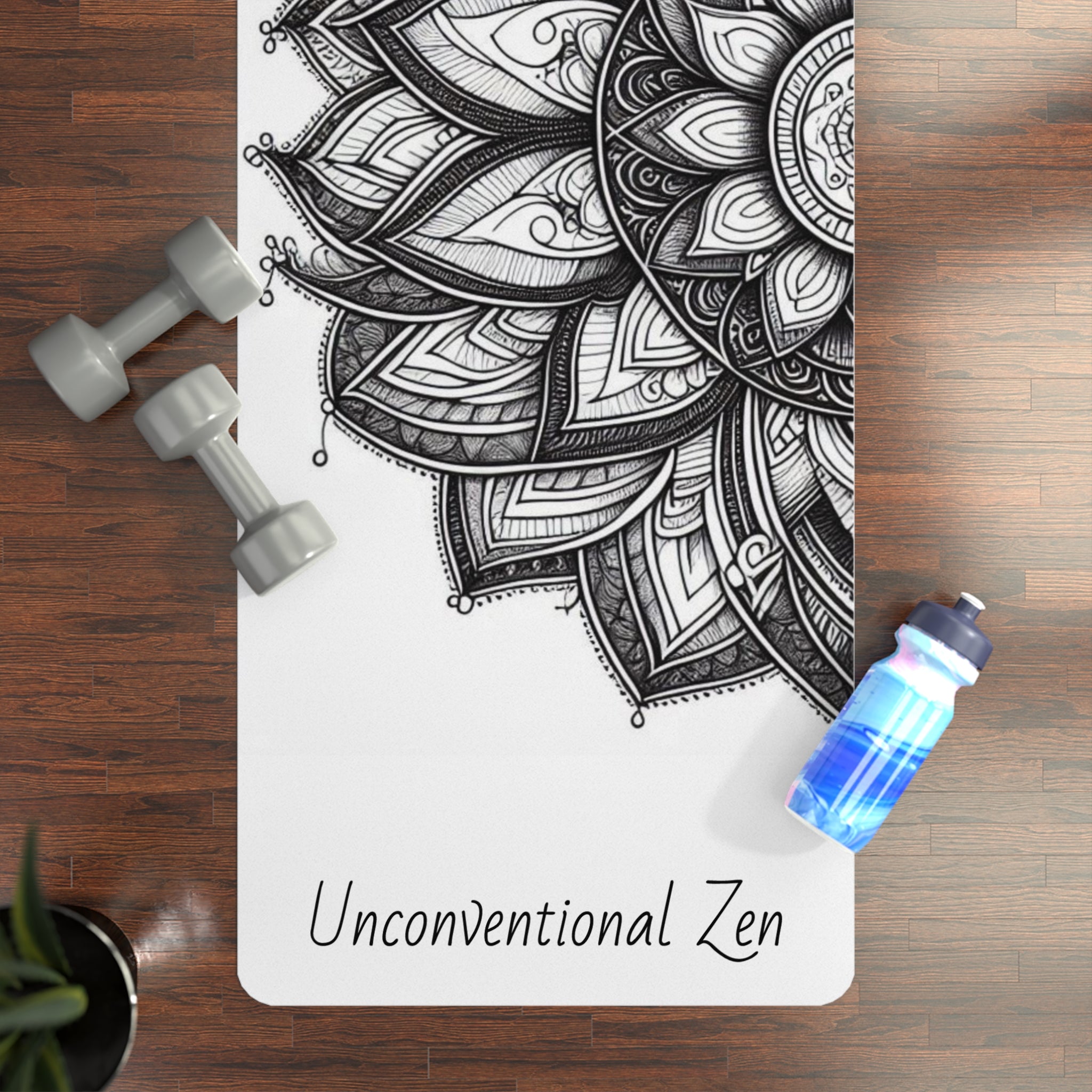 Unconventional Zen Half Mandala Rubber Yoga Mat - Non-Slip, Stylish Design for Mindful Practice