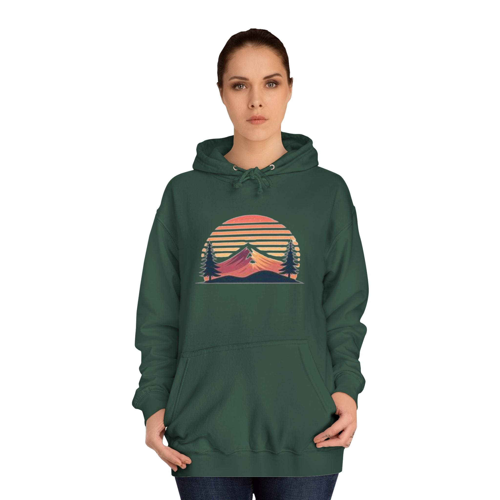 Vintage Mountain Sunset Unisex College Hoodie