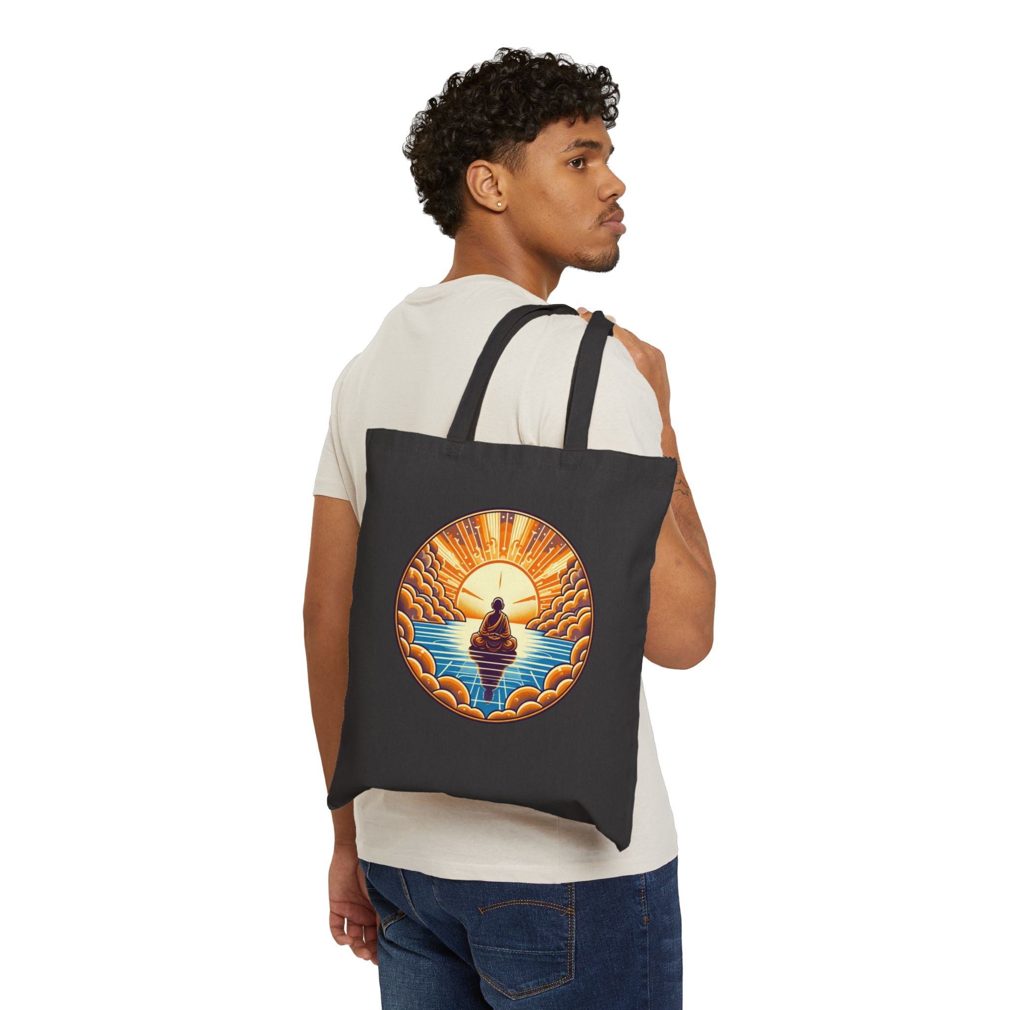 Golden Sunrise Meditation Cotton Canvas Tote Bag | Eco-Friendly & Stylish