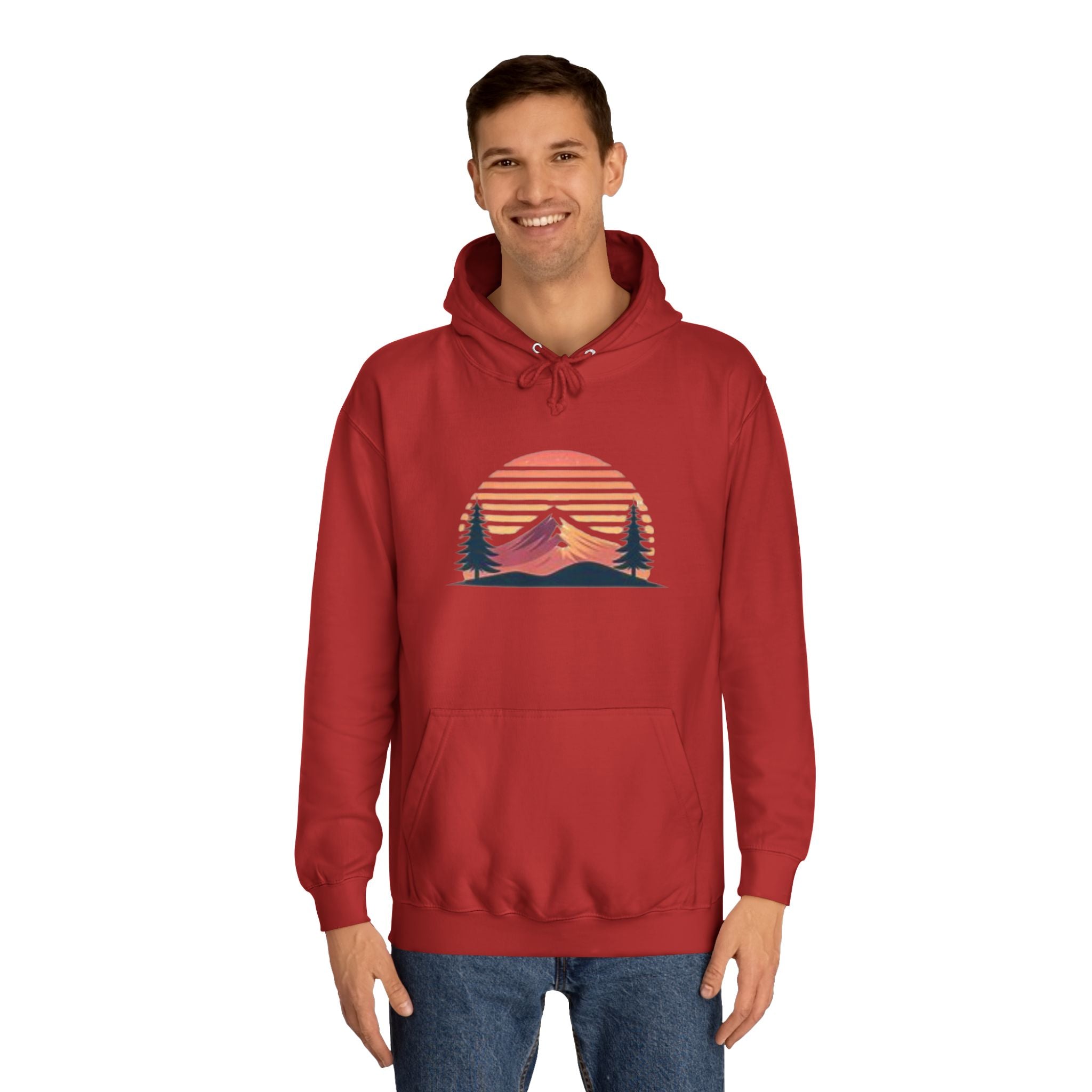 Vintage Mountain Sunset Unisex College Hoodie