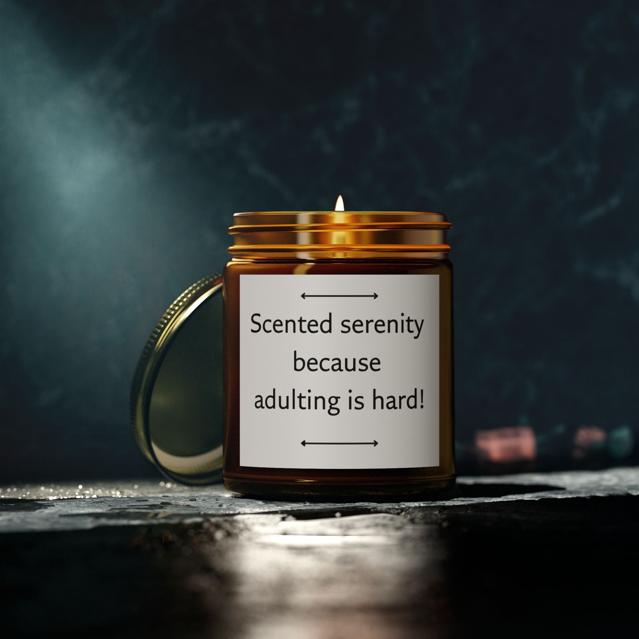 "Scented serenity because adulting is hard" candle (4oz, 9oz)