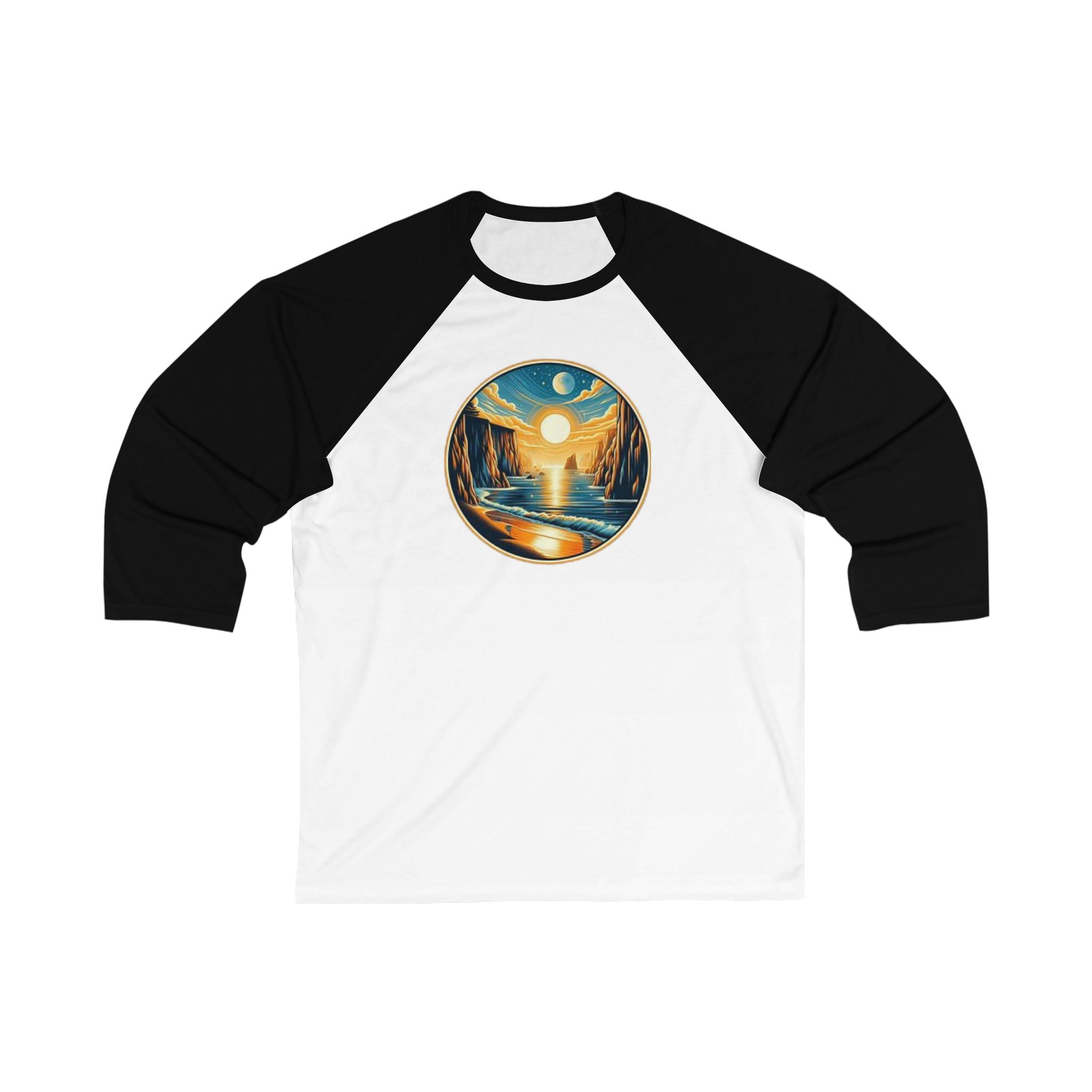 Golden Sunset Reflections Unisex 3/4 Sleeve Baseball Tee