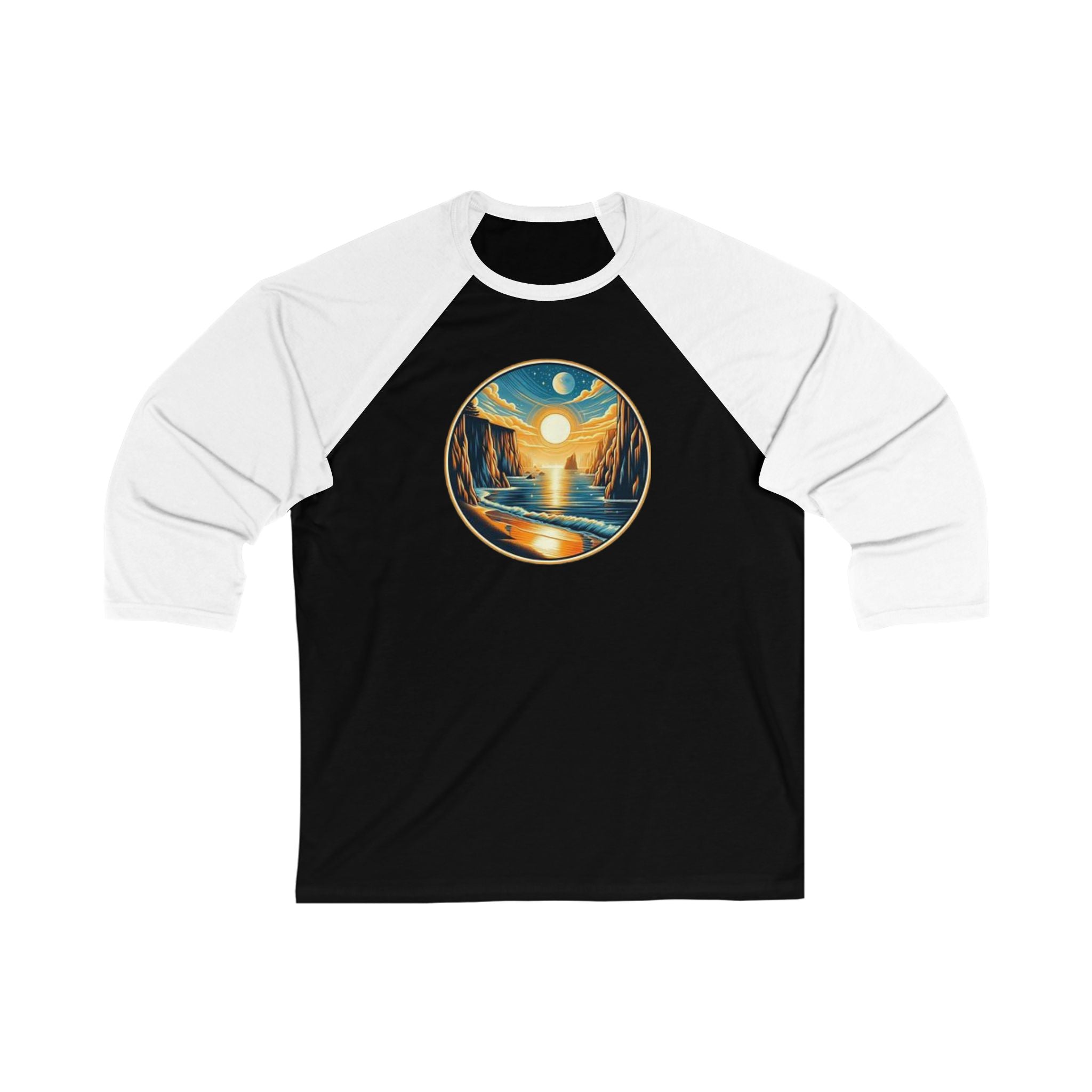 Golden Sunset Reflections Unisex 3/4 Sleeve Baseball Tee