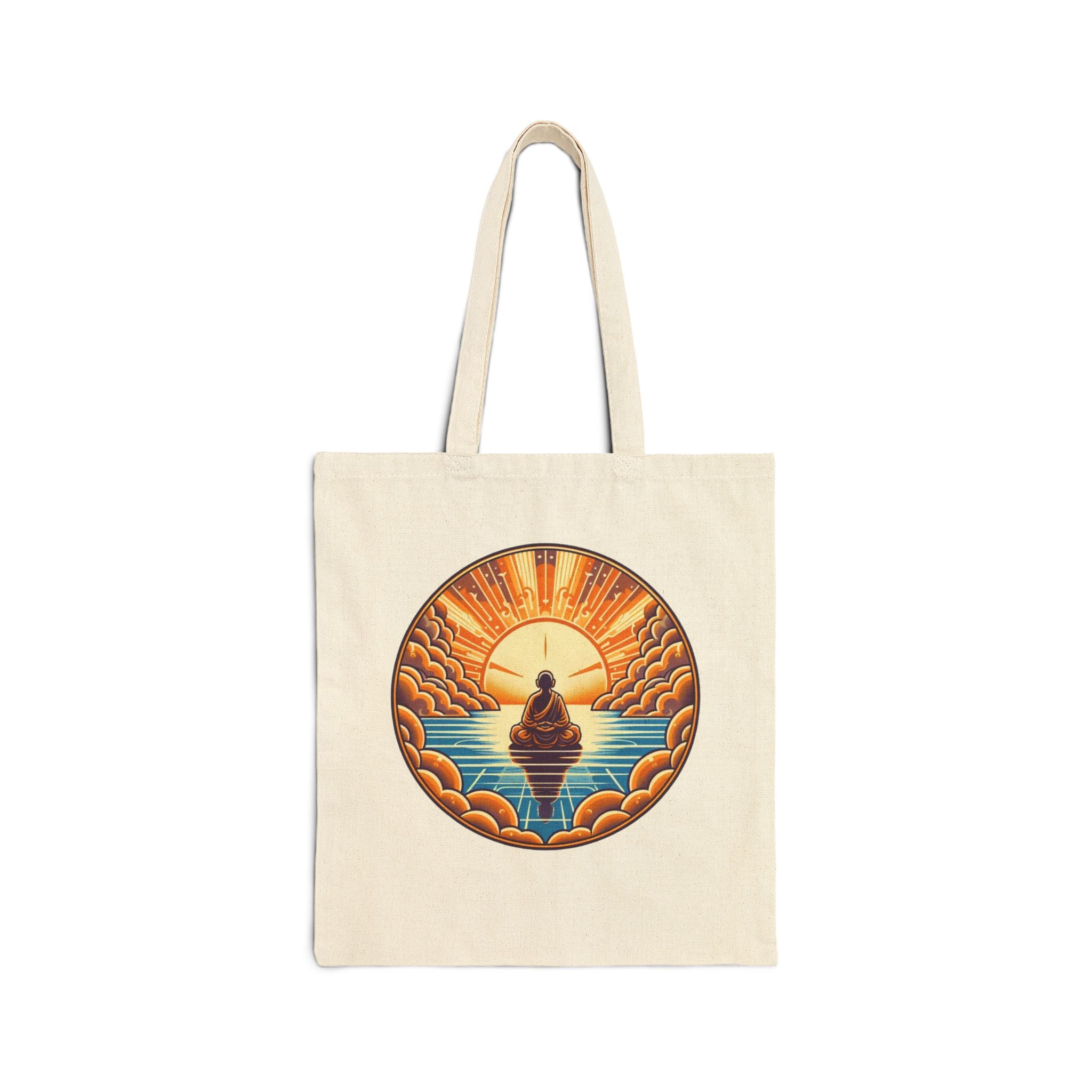 Golden Sunrise Meditation Cotton Canvas Tote Bag | Eco-Friendly & Stylish